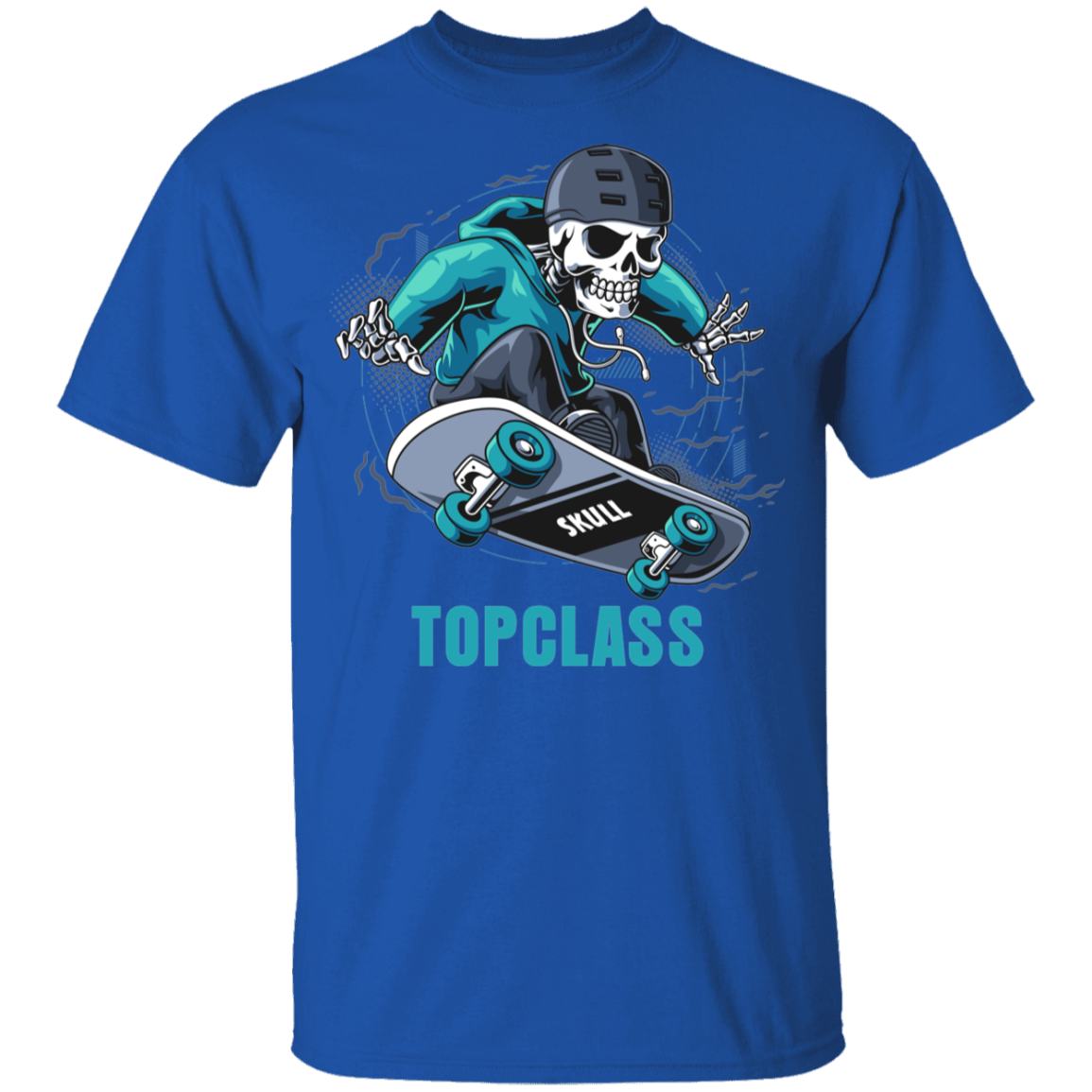 Topclass Blue Skeleton Skateboarder Youth Tshirt