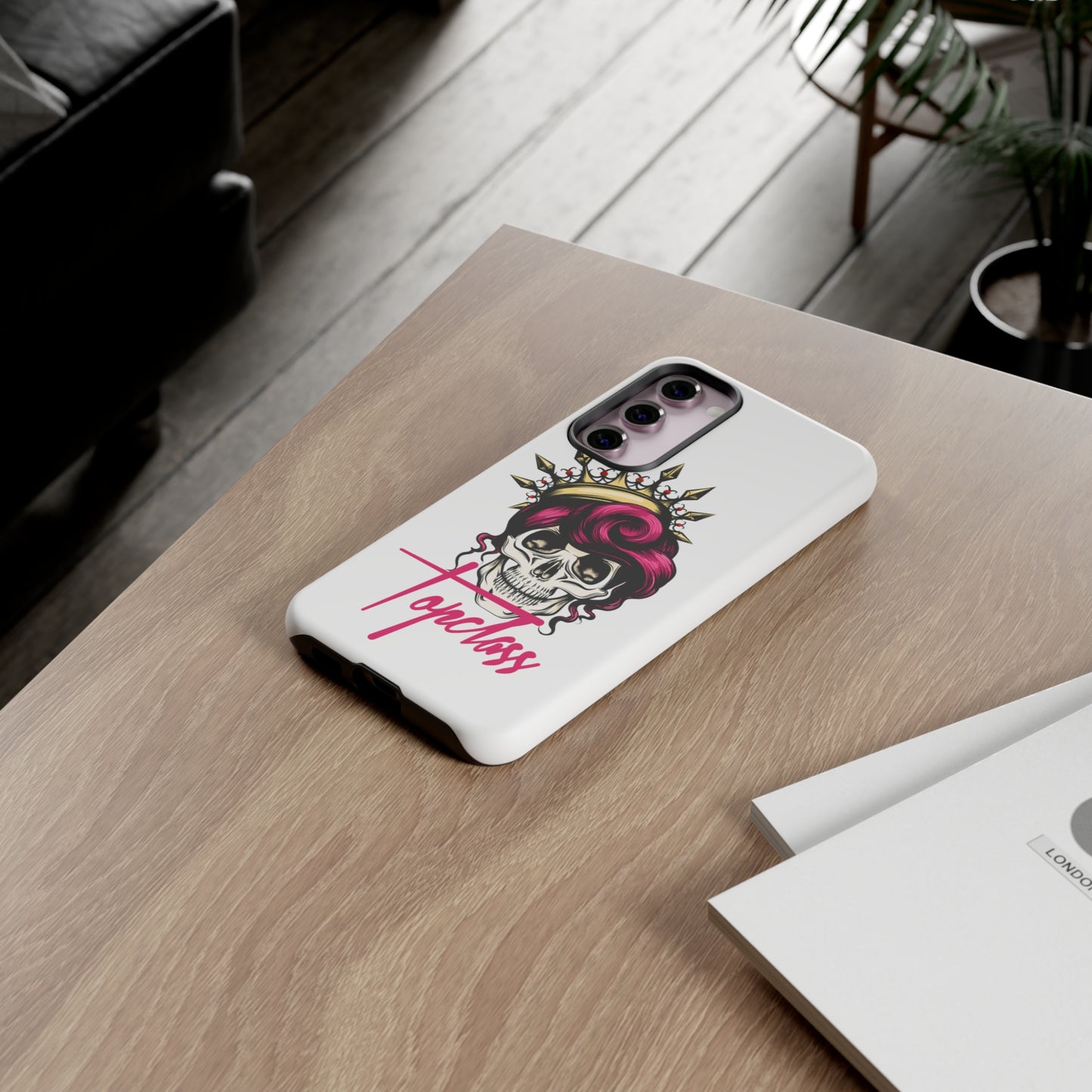 Topclass Pink Hair Skull Tough Phone Cases