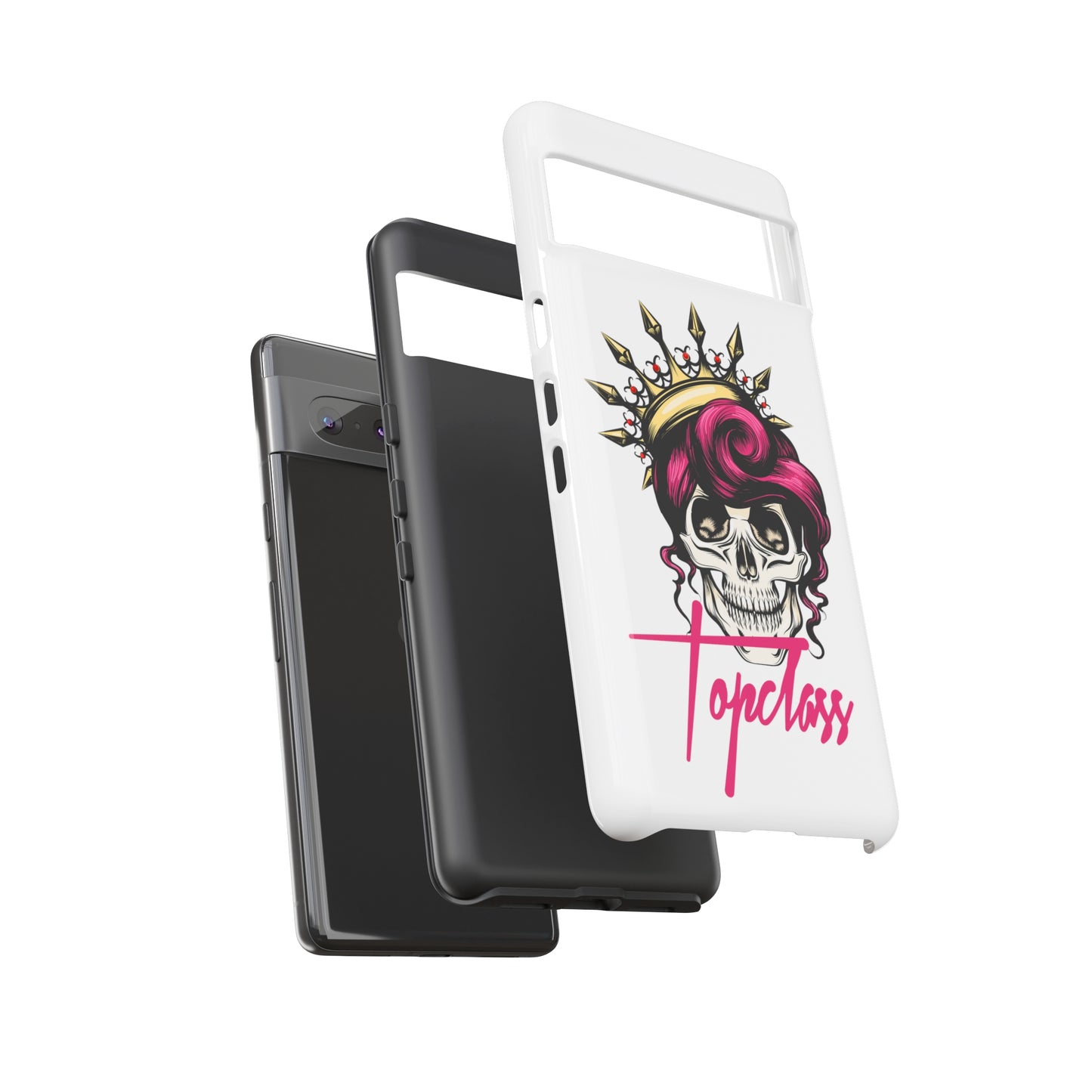 Topclass Pink Hair Skull Tough Phone Cases