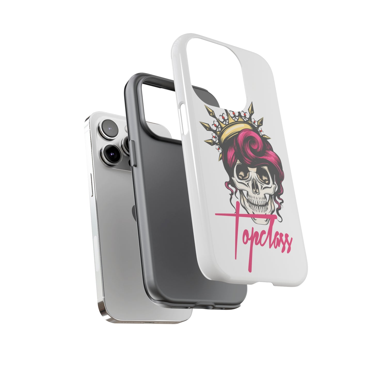 Topclass Pink Hair Skull Tough Phone Cases