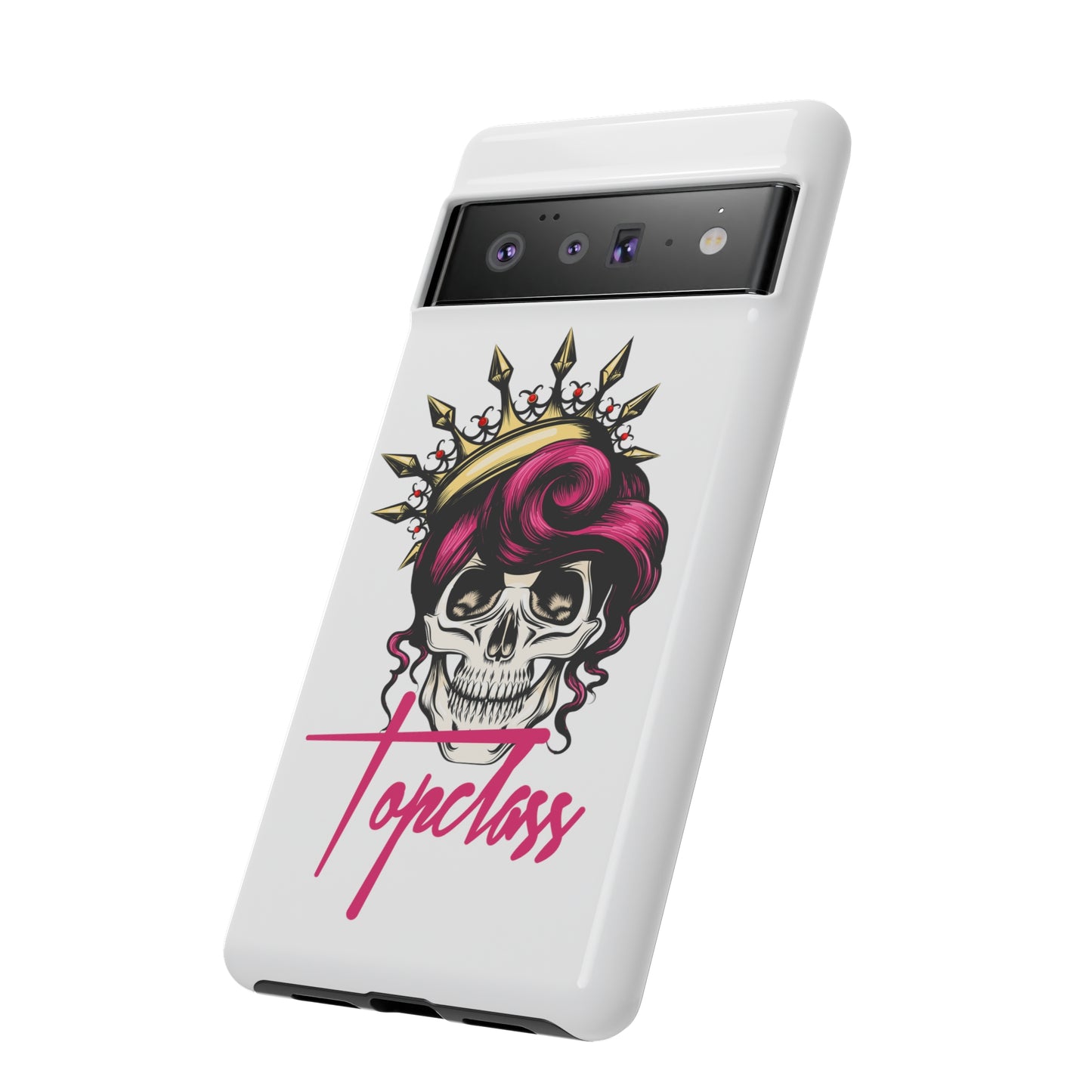 Topclass Pink Hair Skull Tough Phone Cases