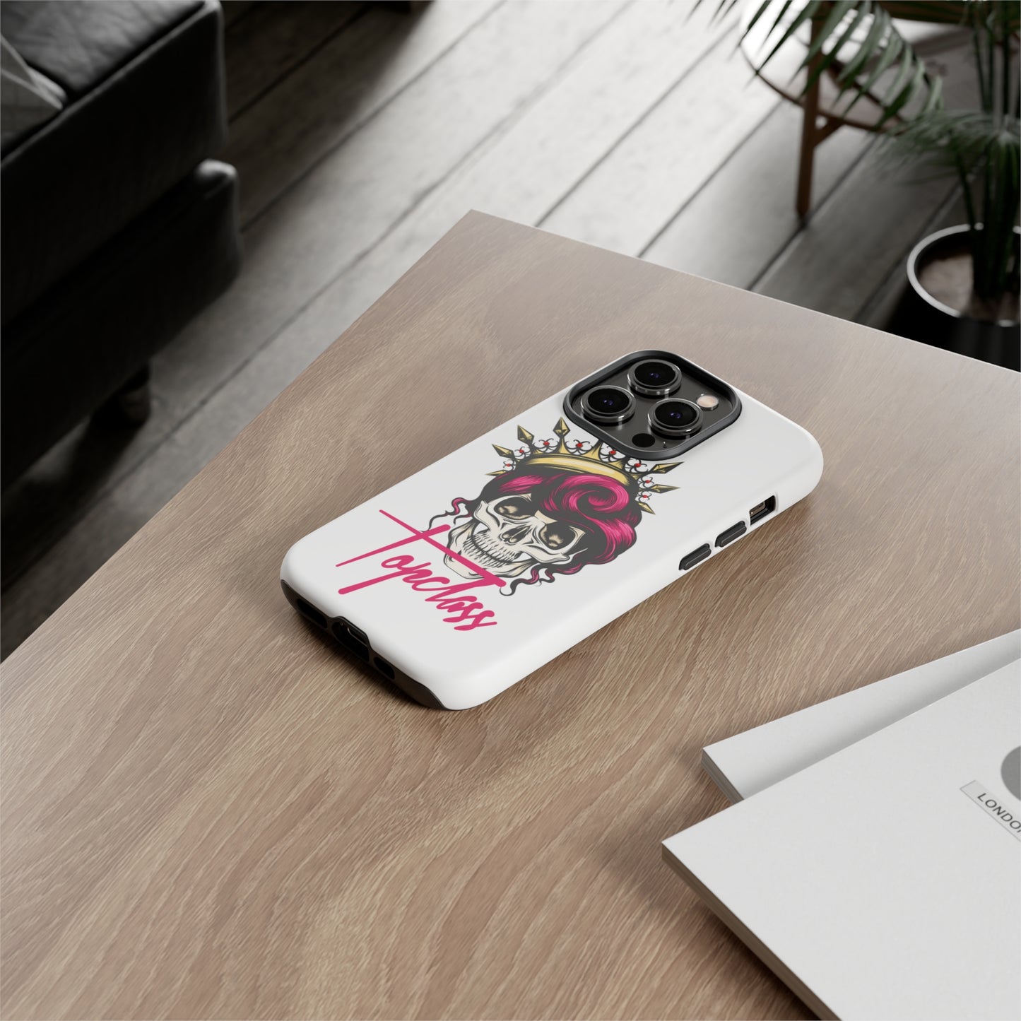 Topclass Pink Hair Skull Tough Phone Cases