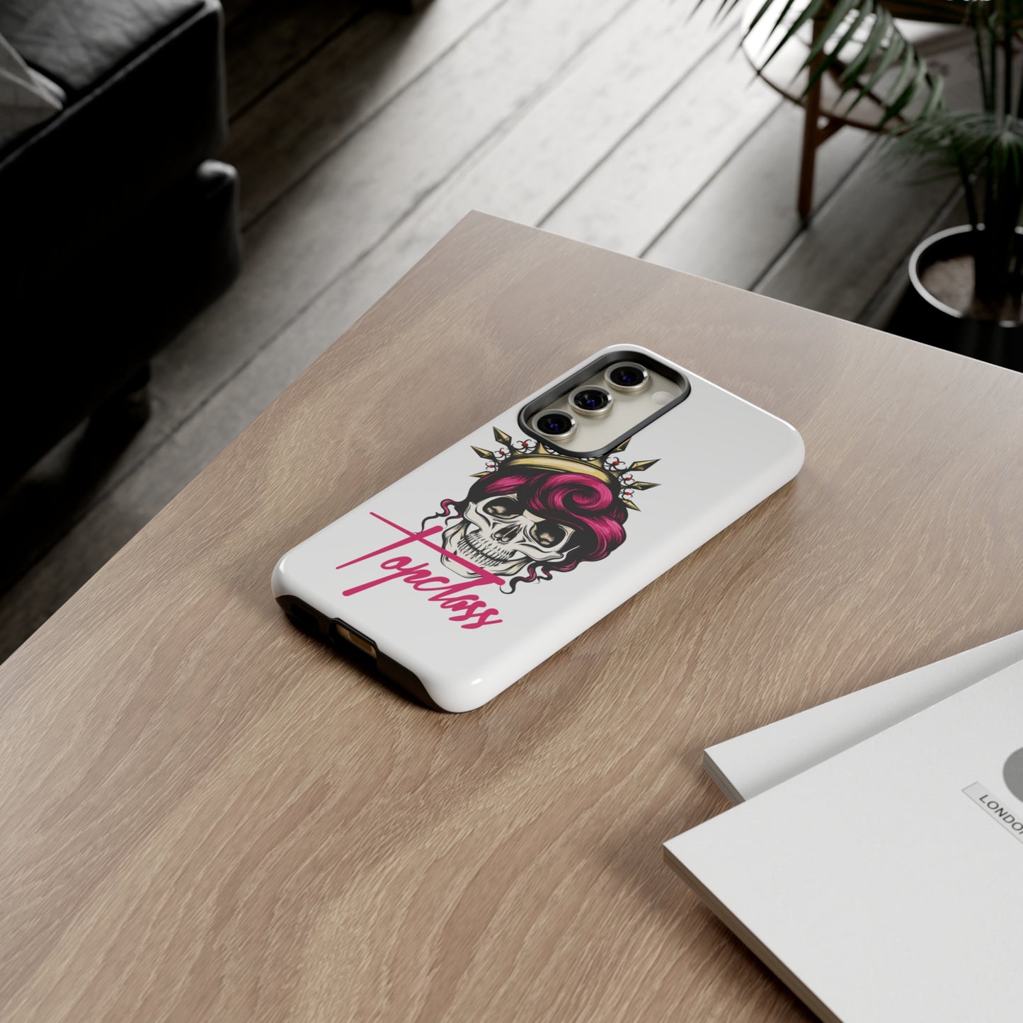 Topclass Pink Hair Skull Tough Phone Cases