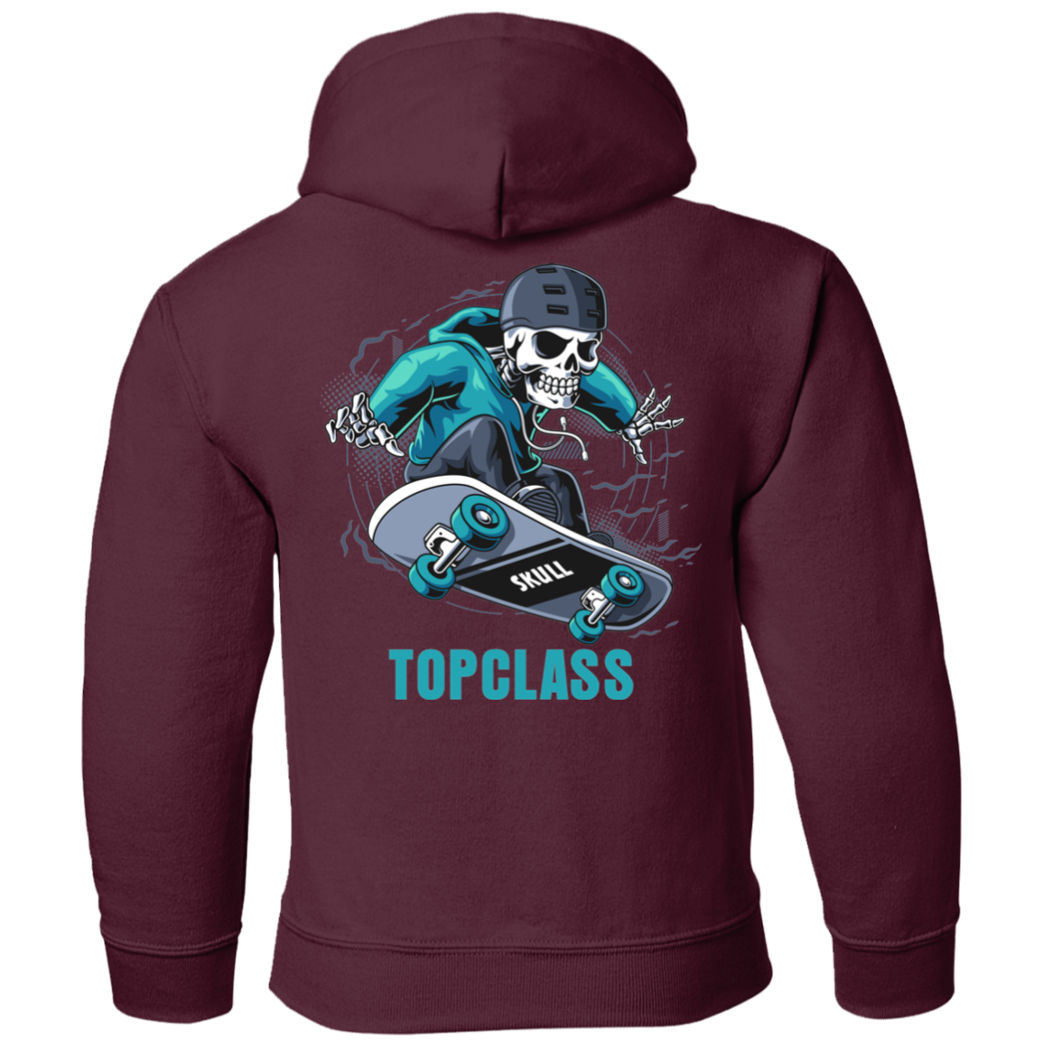 Topclass Blue Skeleton Skateboarder Youth Hoodie