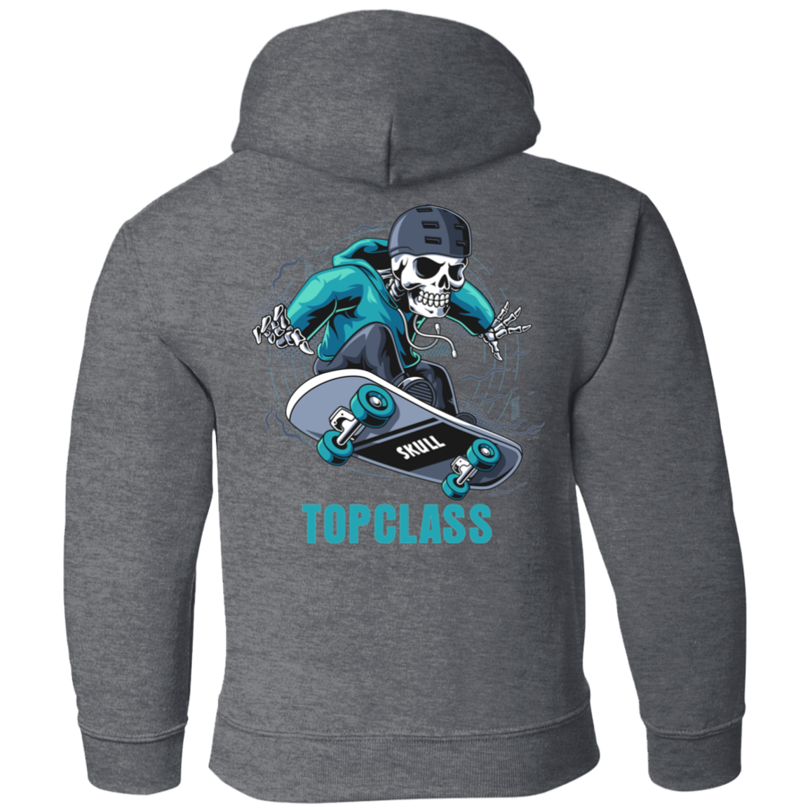 Topclass Blue Skeleton Skateboarder Youth Hoodie