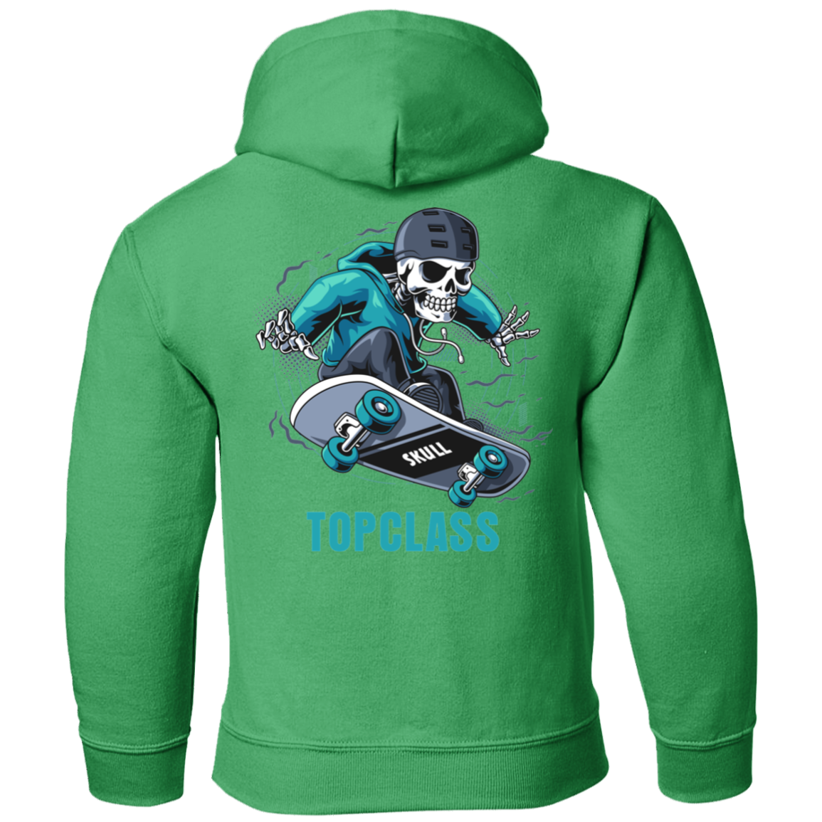 Topclass Blue Skeleton Skateboarder Youth Hoodie