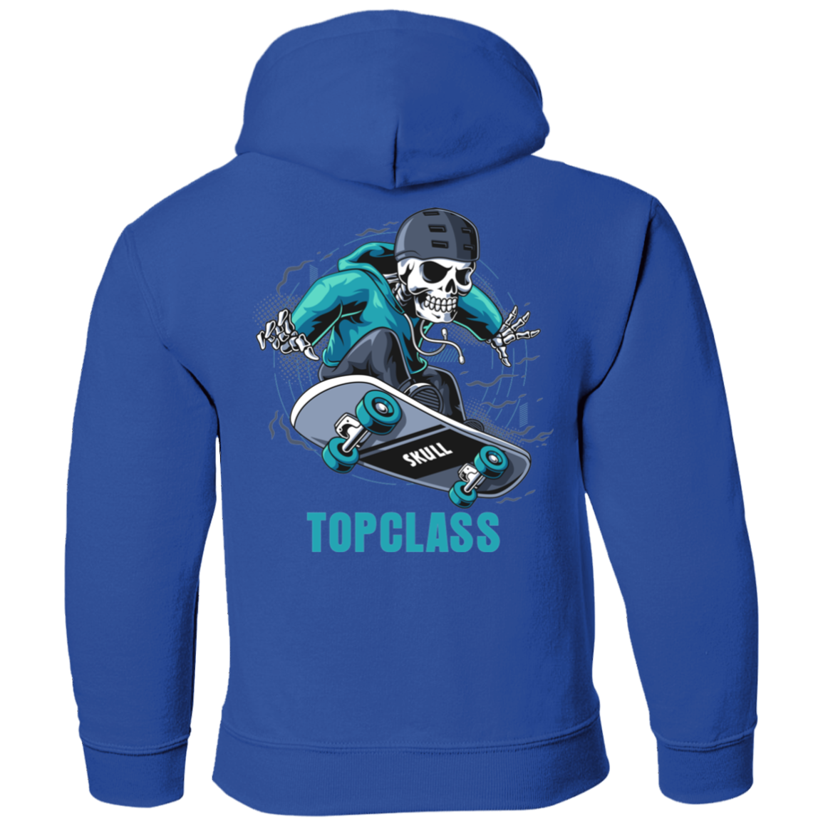 Topclass Blue Skeleton Skateboarder Youth Hoodie