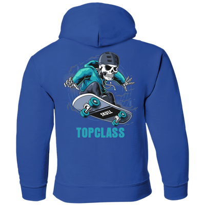 Topclass Blue Skeleton Skateboarder Youth Hoodie