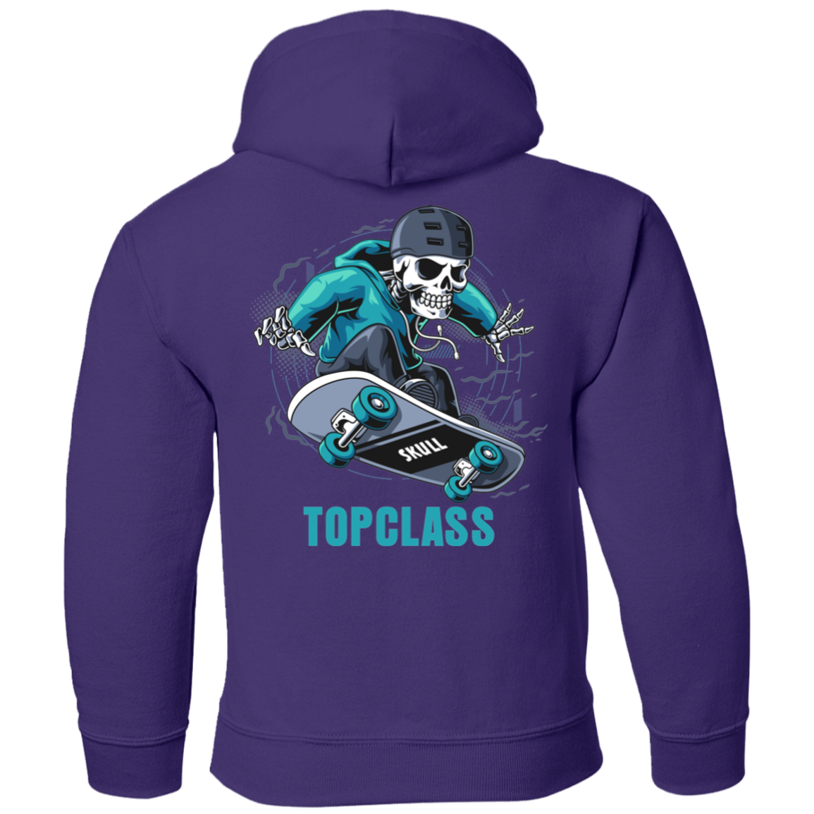 Topclass Blue Skeleton Skateboarder Youth Hoodie