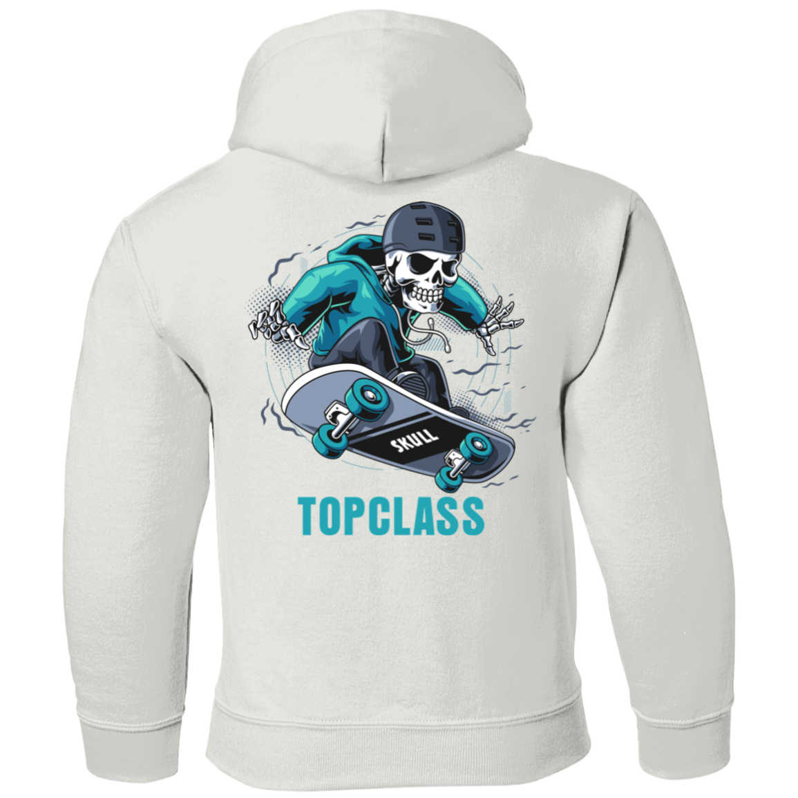 Topclass Blue Skeleton Skateboarder Youth Hoodie