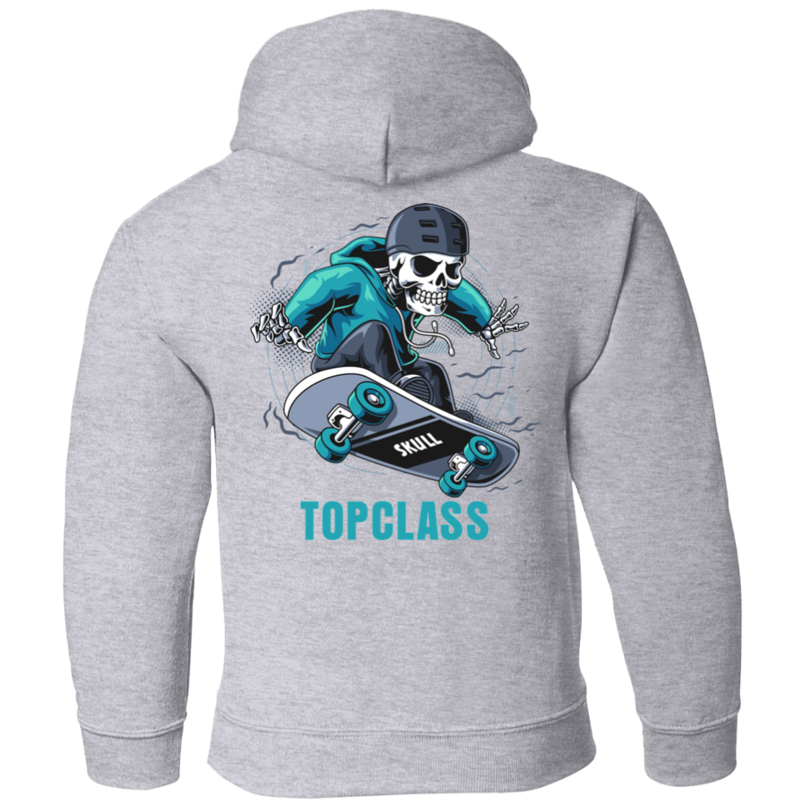 Topclass Blue Skeleton Skateboarder Youth Hoodie