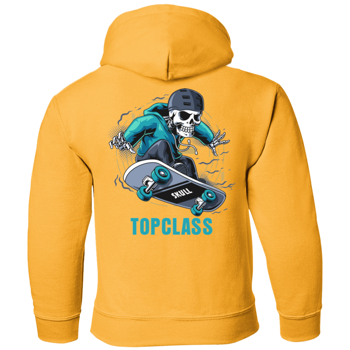 Topclass Blue Skeleton Skateboarder Youth Hoodie