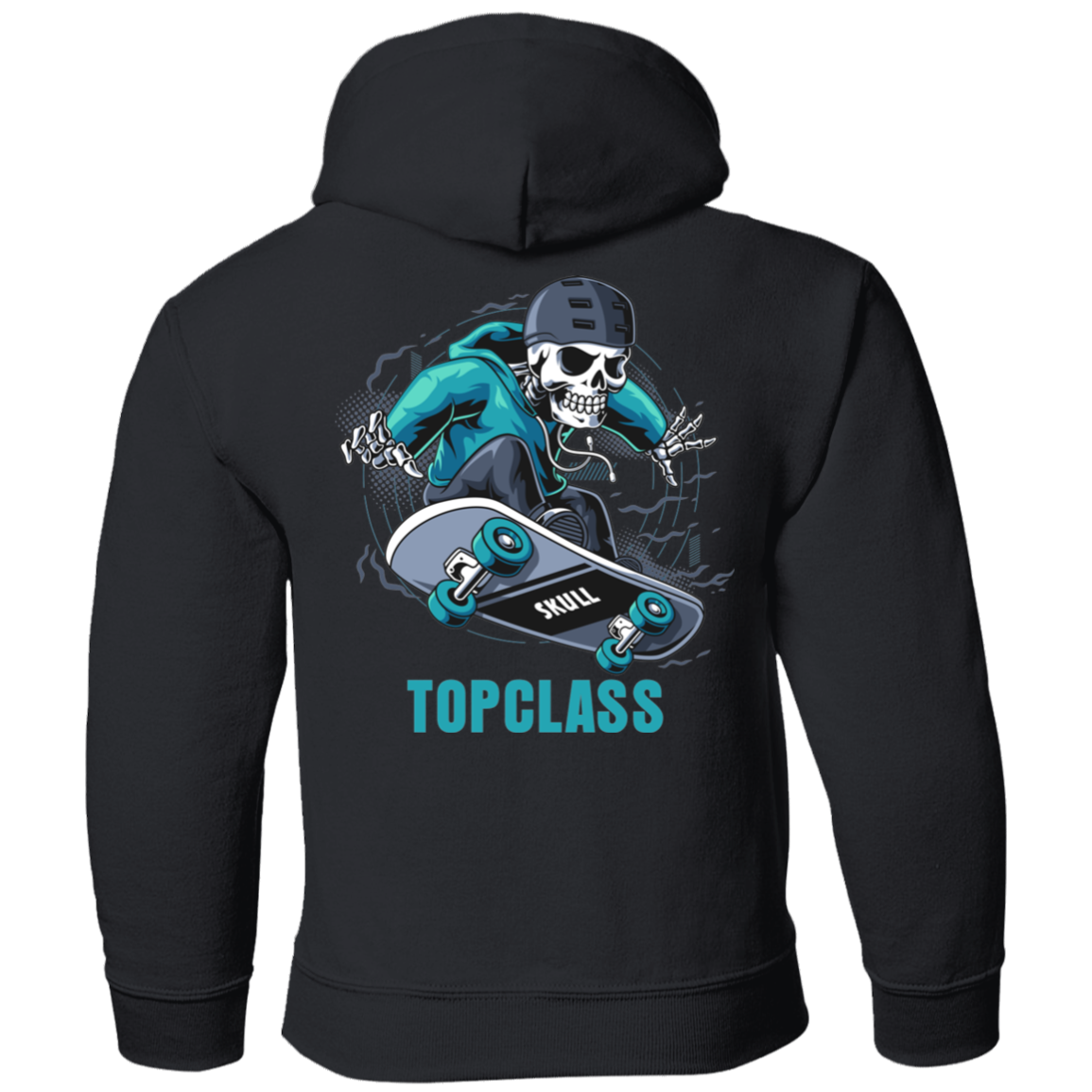 Topclass Blue Skeleton Skateboarder Youth Hoodie