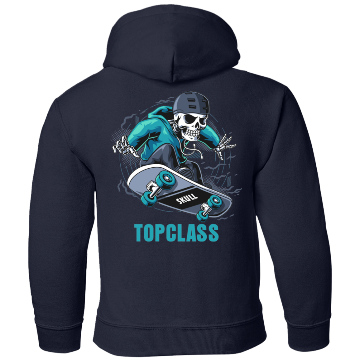 Topclass Blue Skeleton Skateboarder Youth Hoodie