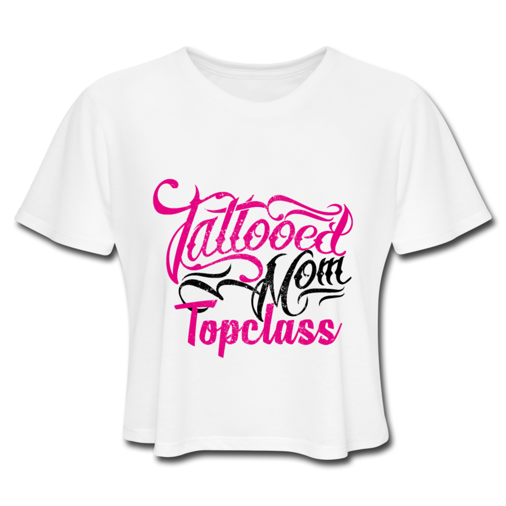 Topclass Womens Tattooed Mom Crop Top - white