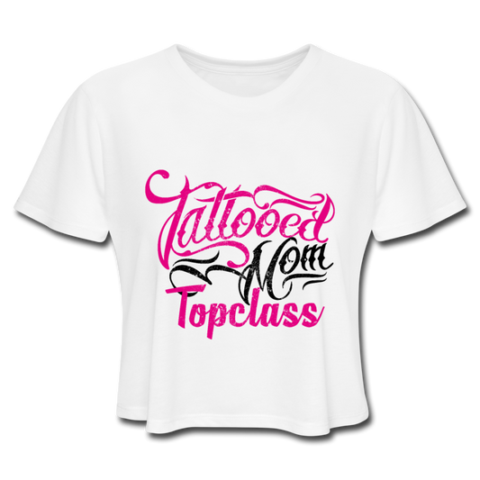 Topclass Womens Tattooed Mom Crop Top - white