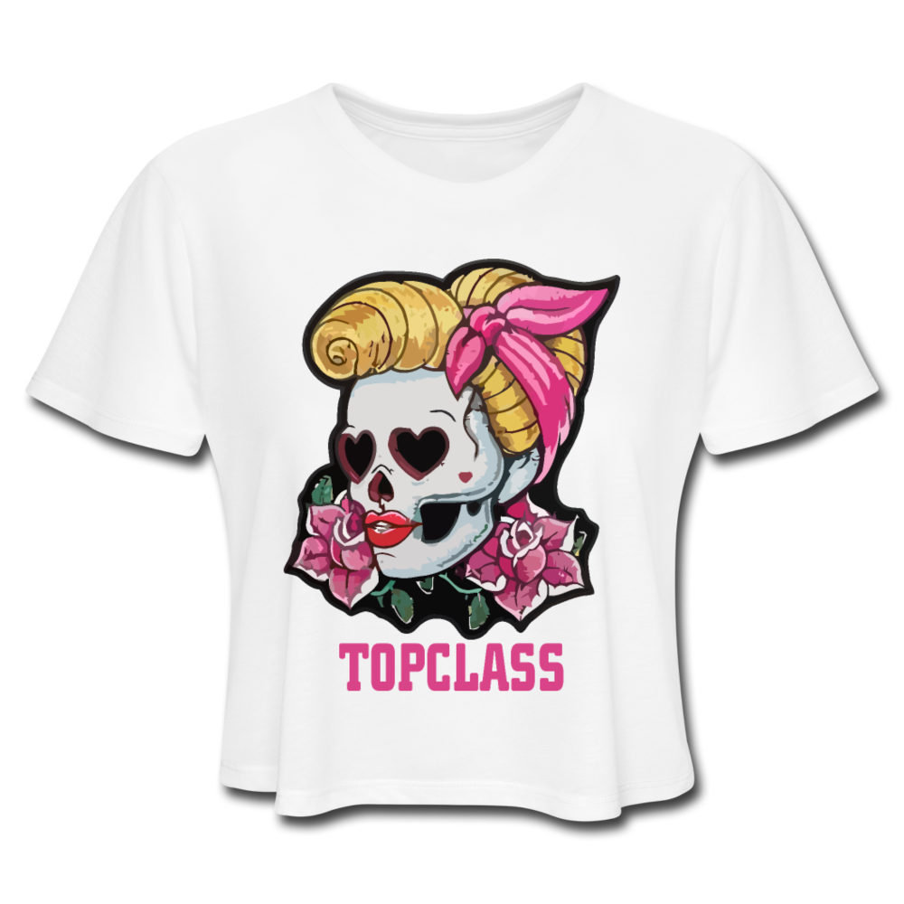 Topclass Womens Pink Pin Up Crop Top - white