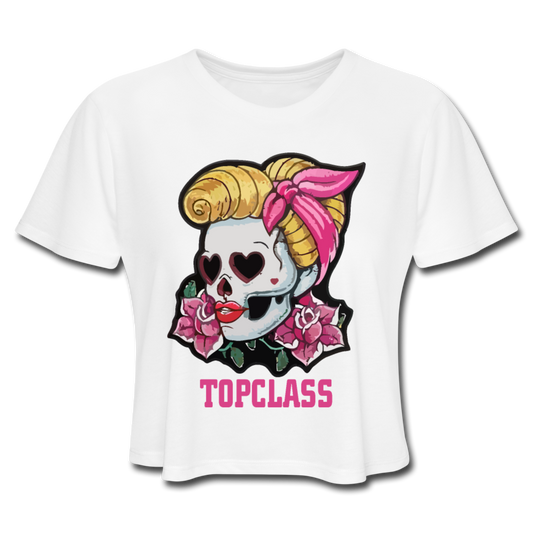 Topclass Womens Pink Pin Up Crop Top - white