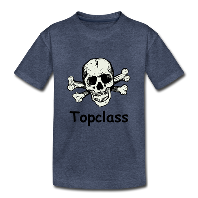 Topclass Youth Tshirt Skull and Bones - heather blue